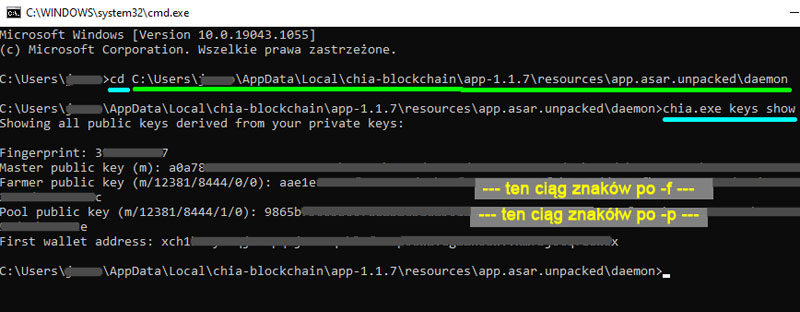 zrzut ekranu odczyt kluczy i komendy